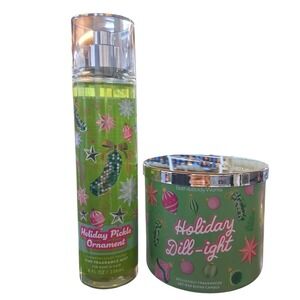 Bath & Body Works LIMITED Edition Holiday Dill-ight Body Mist & Soy wax Candle